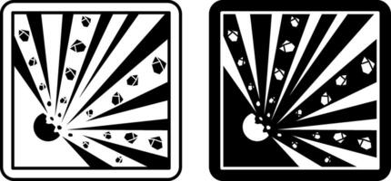 Explosive Signs. Labels for Cardboard Packaging. Black and White Icons. Logistics, Delivery. Warning Symbol, Handle with Care. vector