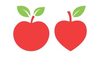 Abstract Red Apple with Green Leaves Icon or Logo Design Template vector