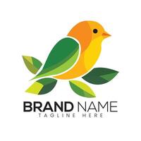 Abstract Stylized Bird and Leaf Icon or Logo Design Template vector