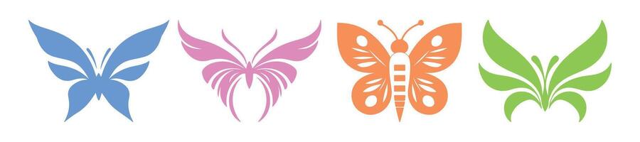 Abstract Set of Butterflies Icon or Logo Design Template vector