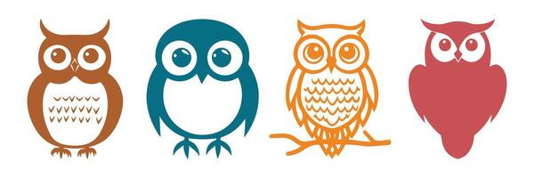 Abstract Set of Owl Bird Icon or Logo Design Template vector