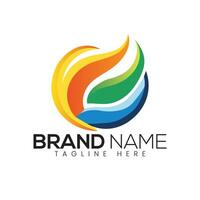 Abstract Colorful Flame Circle Icon or Logo Design Template vector