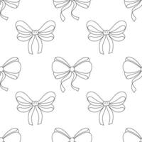 Seamless ribbon bow pattern. Embellishment bow, line black vector