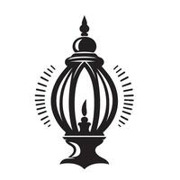 an old style lamp with a candle inside vector