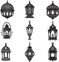 a set of arabic lantern for eid and ramadan vector