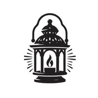an old lantern with a candle inside eid and ramadan vector