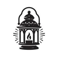 an old lantern with a candle inside vector
