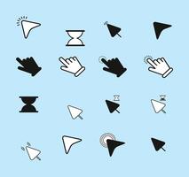 New a Computer mouse click cursor gray arrow icons set and loading icons. Cursor icon. vector