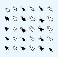 a Computer mouse click cursor gray arrow icons set and loading icons. Cursor icon. vector