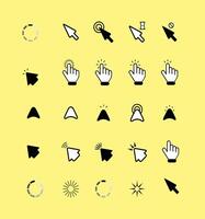 New Computer mouse click cursor gray arrow icons set and loading icons. Cursor icon. vector