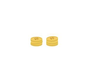 animation of an investment concept featuring gold coins falling and an upward-moving arrow. A perfect visual for financial growth, wealth accumulation, and profit increase representation. video