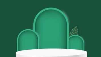 Minimalist gray podium set against a deep green background. A clean, elegant space for product displays, branding, or presentations. Ideal for modern aesthetics, advertisements, and showcase visuals video