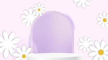 Minimalist gray podium set against a pastel lilac pink background. A soft, elegant space for product displays, branding, presentations. Ideal for modern aesthetics, advertisements, showcase visuals. video