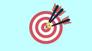 Animated arrow hitting the center of a target, symbolizing business success, goal achievement. Ideal for presentations, marketing visuals, strategic planning concepts. Clean and dynamic motion design video