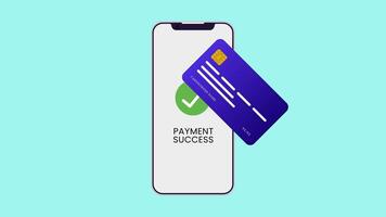 Animated debit transaction success icon for shopping. payment confirmation, checkmark, and receipt. Perfect for finance, e-commerce, digital payment themes in motion graphics, UI design. video