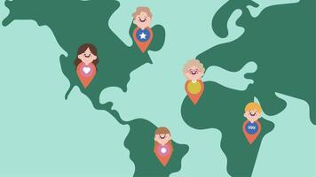 Animated Earth with diverse people surrounding it, global unity for World Population Day. A vibrant and engaging animation representing humanity, growth, awareness of population related issue video