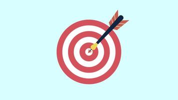 Animated arrow hitting the center of a target, symbolizing business success, goal achievement. Ideal for presentations, marketing visuals, strategic planning concepts. Clean and dynamic motion design. video