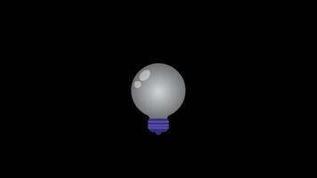 Animated light bulb icon symbolizing ideas, innovation, creativity. simple and clean animation of a glowing lamp, perfect for presentations, brainstorming visuals, educational content. video