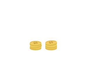 animation of an investment concept featuring gold coins falling and an dart moving arrow. A perfect visual for financial growth, wealth accumulation, and profit increase representation. video