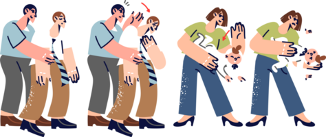 Heimlich maneuver to save suffocating people and infants, and to provide assistance in emergency. Using heimlich method and back blows for patients of different ages who choked during lunch png