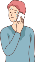Sweaty man feels fear and worsening mood, wipes moisture from face and needs to visit therapist. Sweaty guy is stressed or suffers from nervous disorder causing sweating of skin or body png