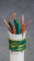 A close up of a wire bundle in a cup photo