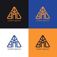 AMD Monogram Logo Design On Different Color Background vector