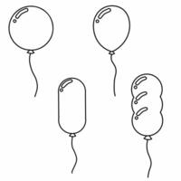 Balloons icon set. Party balloon icon decoration birthday. Balloon outline icon with string in line cartoon style. vector