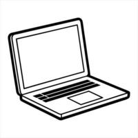 laptop outline illustration on white background vector
