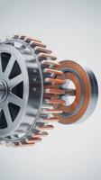 Rotor and stator of electric motor isolated on white background photo