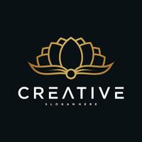 Minimalist lotus logo with unique line art shape vector