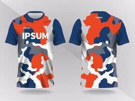 orange and blue camo abstract background and pattern for sport jersey design and mockup vector