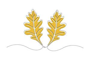 Continuous line art drawing of Oak leaf. Minimalist oak leaf outline vector