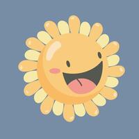 smile sun character in flat design. vector