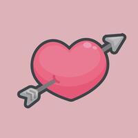 love shape with iron arrow in outline flat design vector