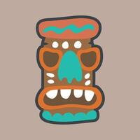 ancient ethnic statue in outline flat design vector