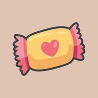 candy with love sign in outline flat design vector