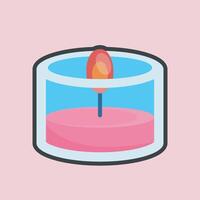 candle light in the glass with outline flat design vector