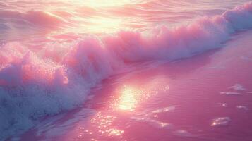 Pink sunrise ocean waves photo