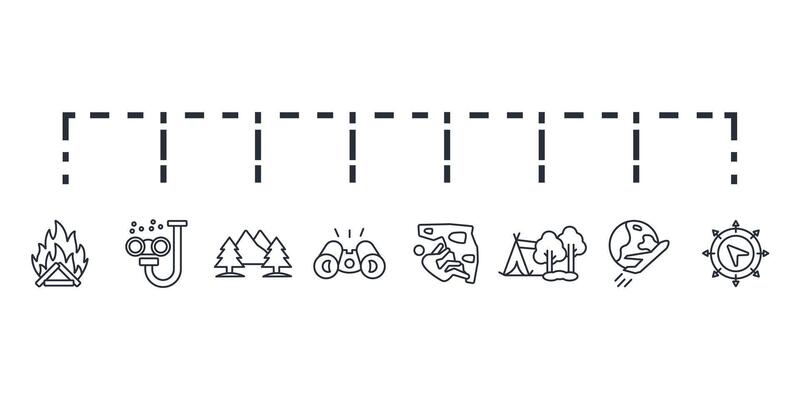 Adventure icon set line