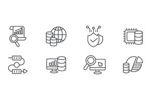 Data analytics icon set line vector
