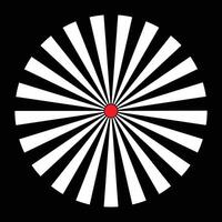 a black and white circular design with a red dot in the center vector