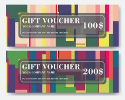 Gift vouchers template. Gift certificate template in two colors. Colorful geometric design template vector