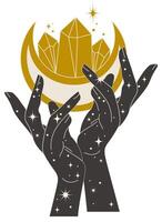Magic woman illustration esoteric symbol. Mysterious and witchcraft silhouette design element vector