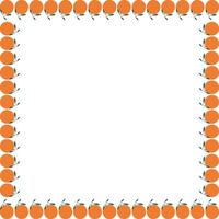 Square fruit frame. Tangerine oranges simple sweet fruits border vector