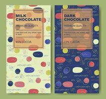 Organic chocolate bar design. Abstract cocoa product packaging mockup. Trendy colorful template vector