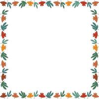 Colorful leaves autumn simple frame. Thanksgiving border template. Frame with empty space for your text vector