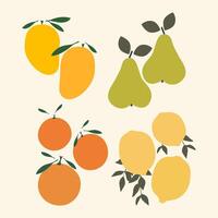 Juicy fruits simple illustration collection. Abstract elements groovy fruit design for design vector
