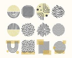 Set of hand drawn various shapes and doodle objects. Abstract contemporary modern trendy illustration vector