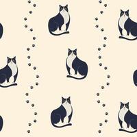 illustration with cute cartoon cats pattern. Pastel colors background and black cat repetition art vector